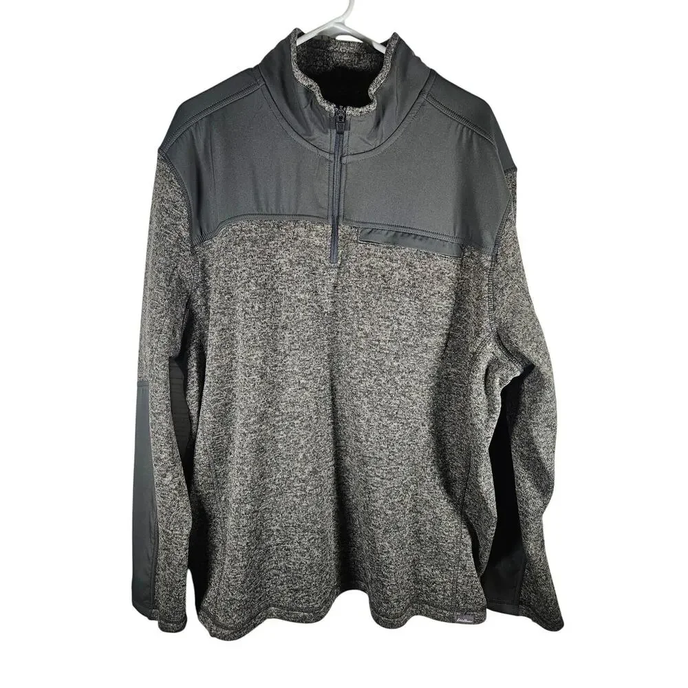 Eddie Bauer Long Sleeve Quarter‎ Zip Pullover Sweater Heather Grey Mens Size 2XL